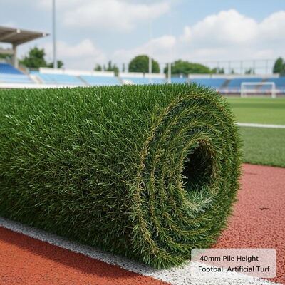 چمن مصنوعی فوتبال با ارتفاع 40 میلی متر با مقاومت 12000 Dtex و UV برای زمین های ورزشی